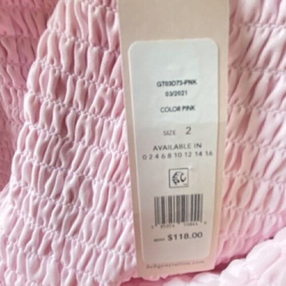 BCBGeneration Women’s Sz 2 Smocked Pink Tiered Ruffle Dress NWT - Picture 9 of 12